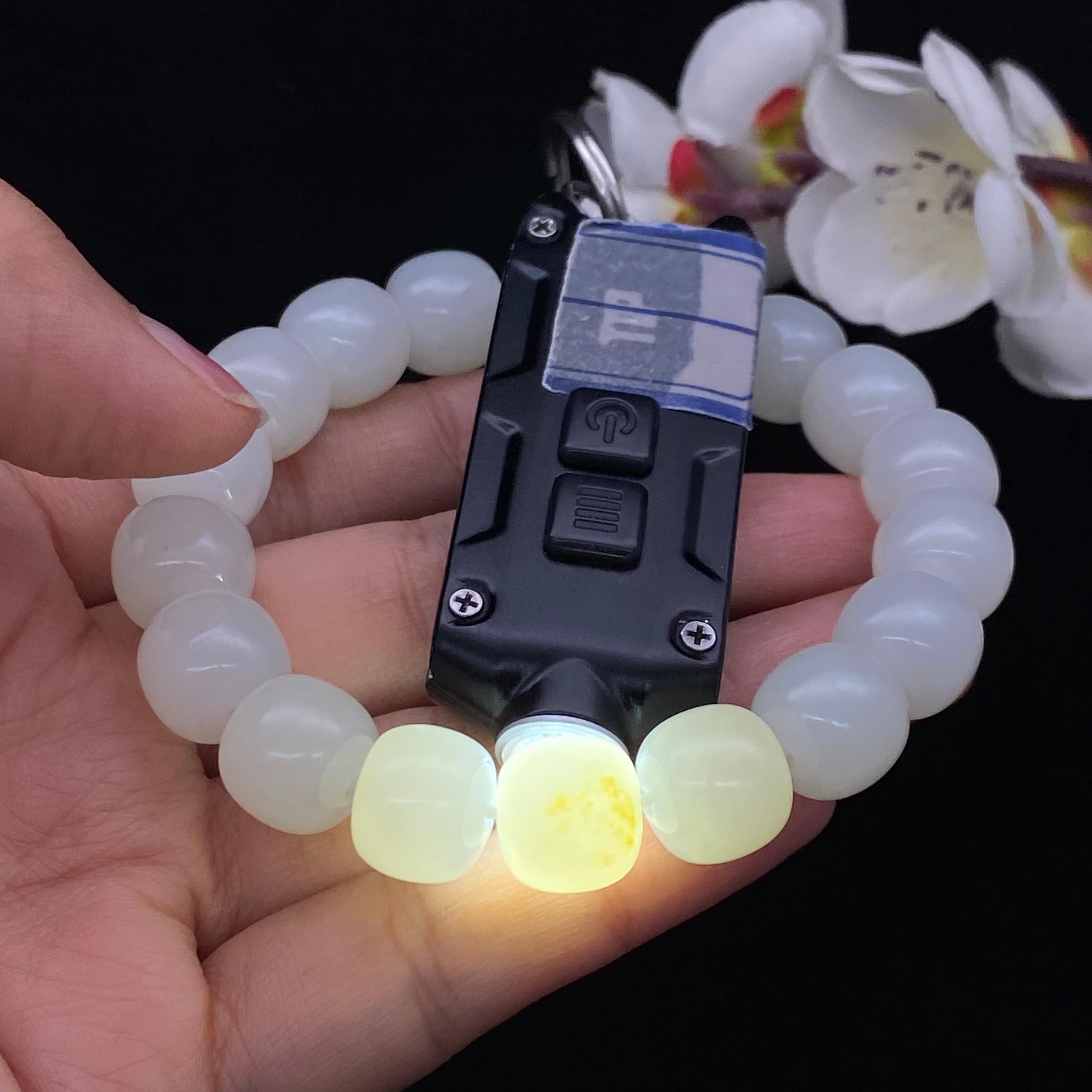 和田玉白玉籽料【老型珠手串】（54.6g）