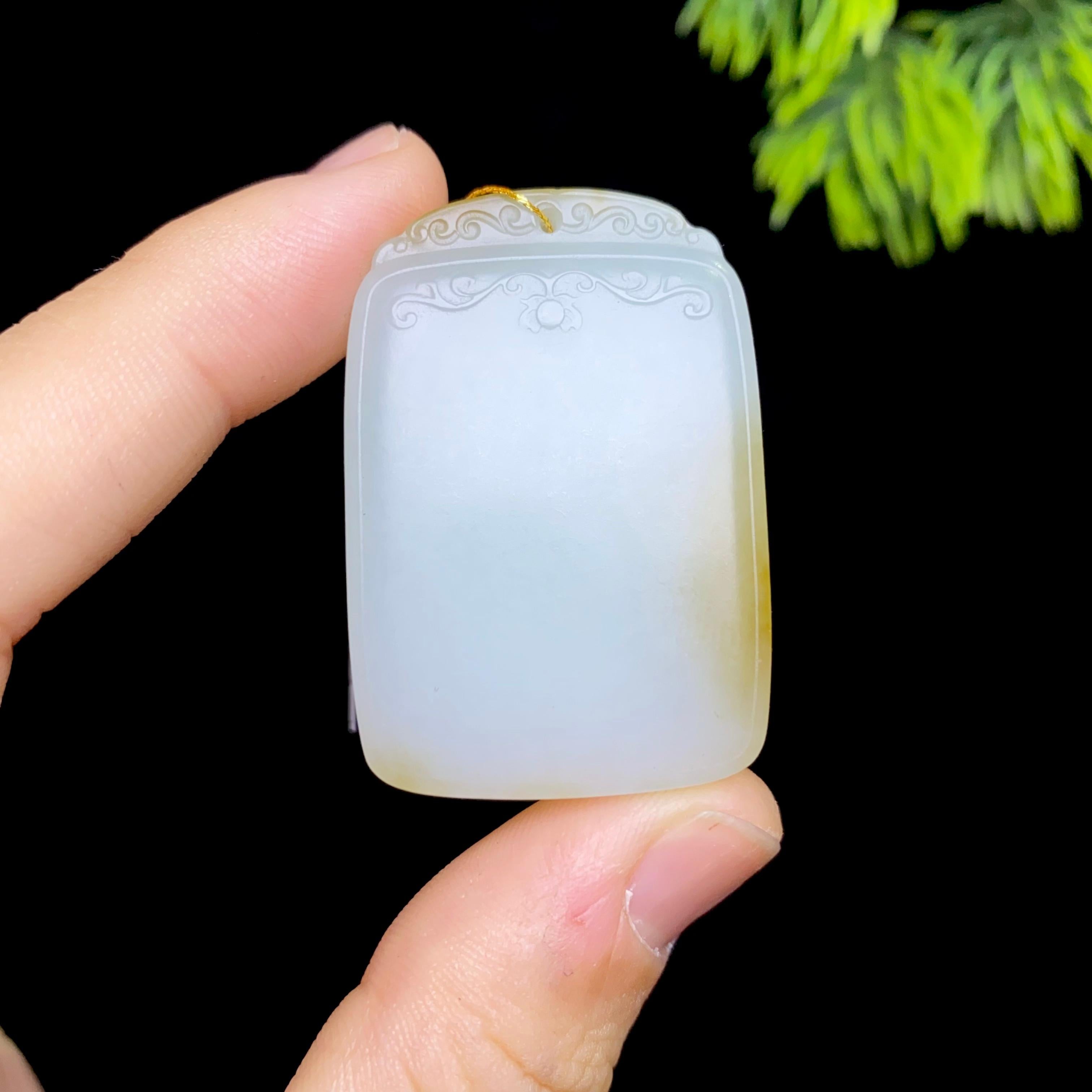 和田玉糖白无事牌（29.4g）