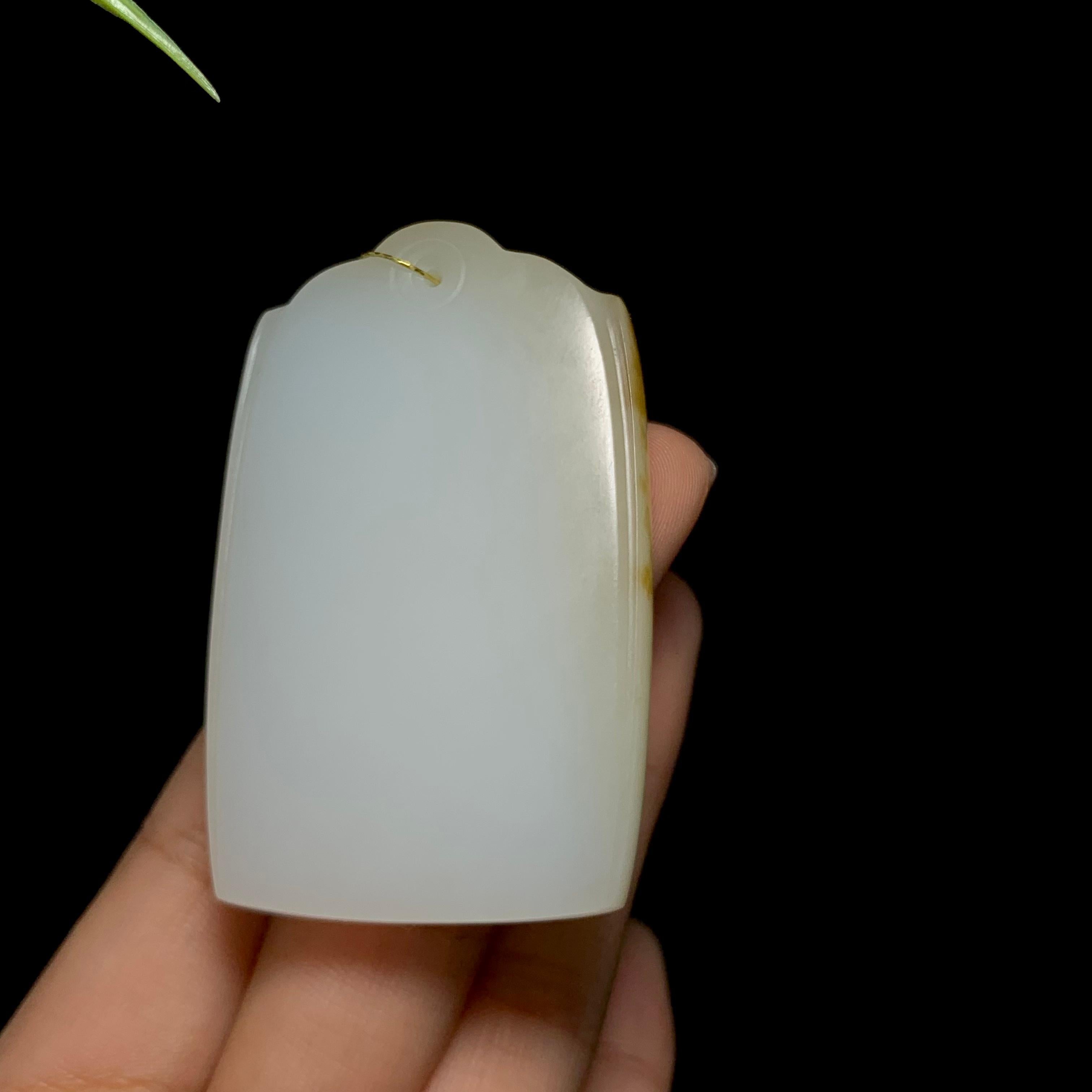 精品和田玉糖白玉无事牌（51.5g）