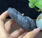 新疆和田玉籽料青花年年有余手把件摆件（137.1g）