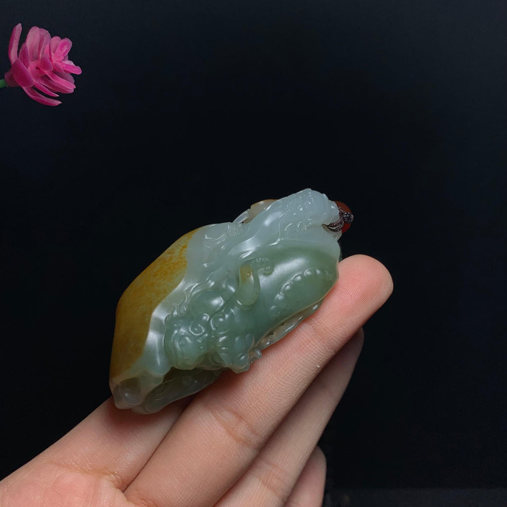 高品质玉龙喀什河洒金皮籽料老子问经（62.5g）
