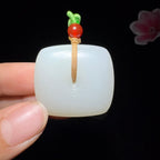 和田玉白玉方形平安扣（21.1g）