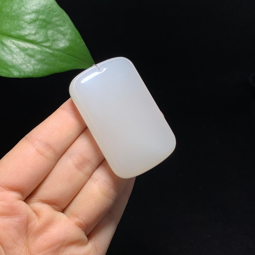 收藏级和田山料冰底白玉无事牌挂件（47.5g）