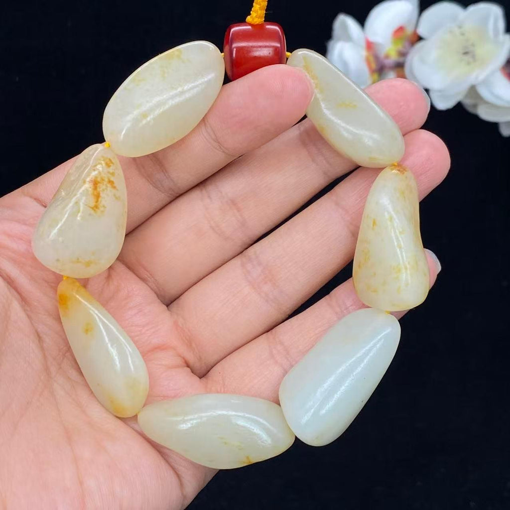 和田玉洒金皮籽料【精品手串】（65.3g）