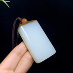 精品和田羊脂糖白玉无事牌（69.0g）