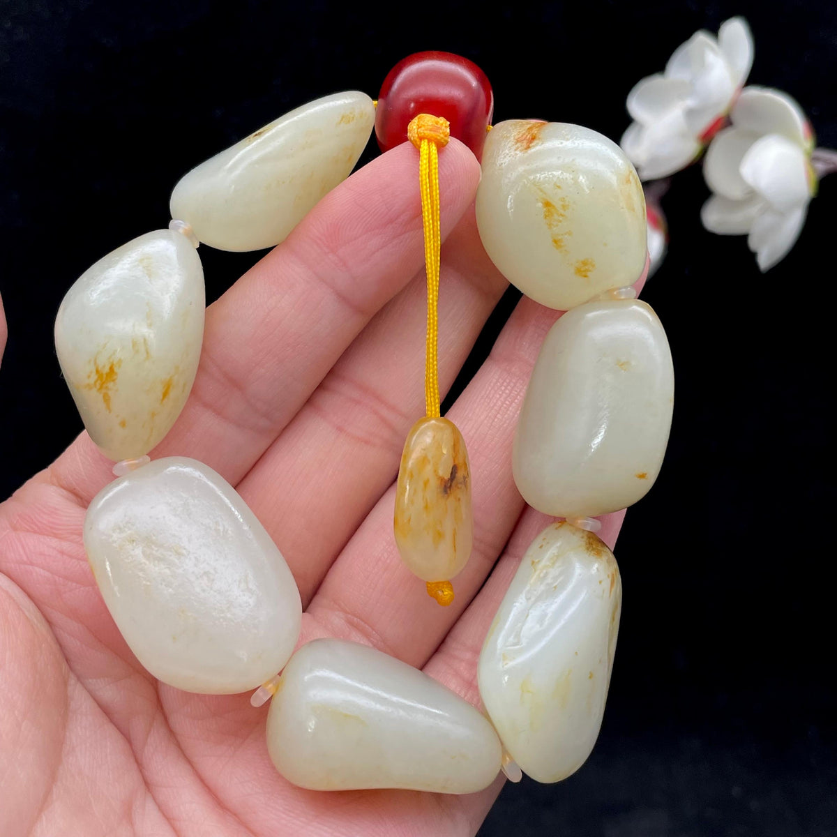 和田玉洒金皮籽料【精品手串】（96.3g）