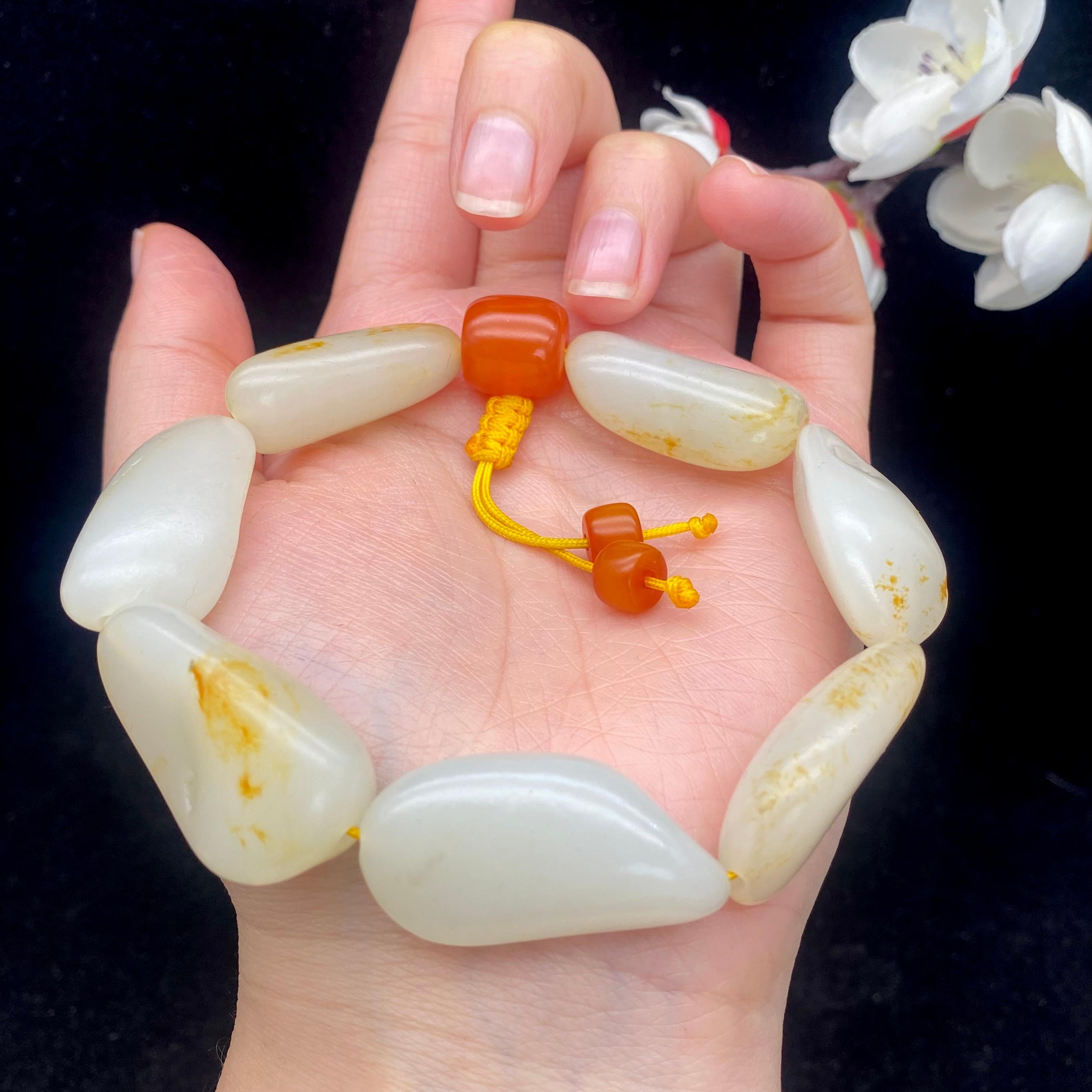 和田玉洒金皮籽料【精品手串】（67.7g）