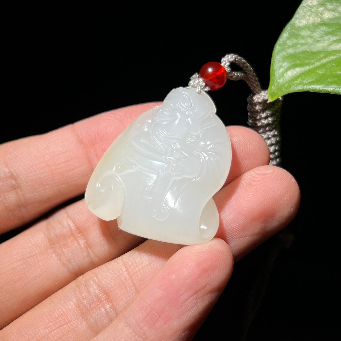 和田玉籽料洒金皮财神挂件（17.6g）