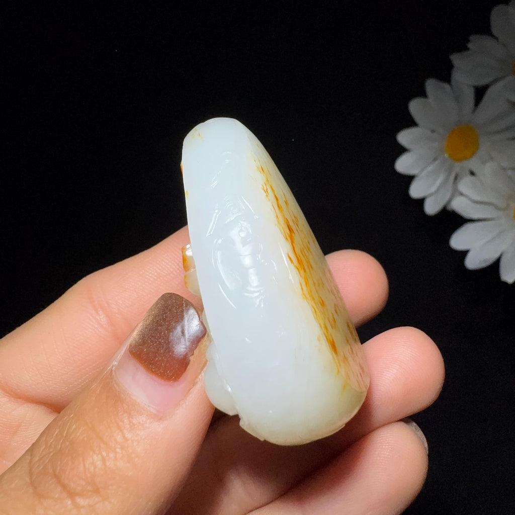 和田玉籽料羊脂白玉观音（39.7g）