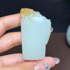 新疆和田玉且末糖一鸣惊人金蝉平安无事牌（55.0g）