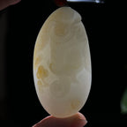 和田玉籽料洒金皮吉象如意挂件（33.3g）