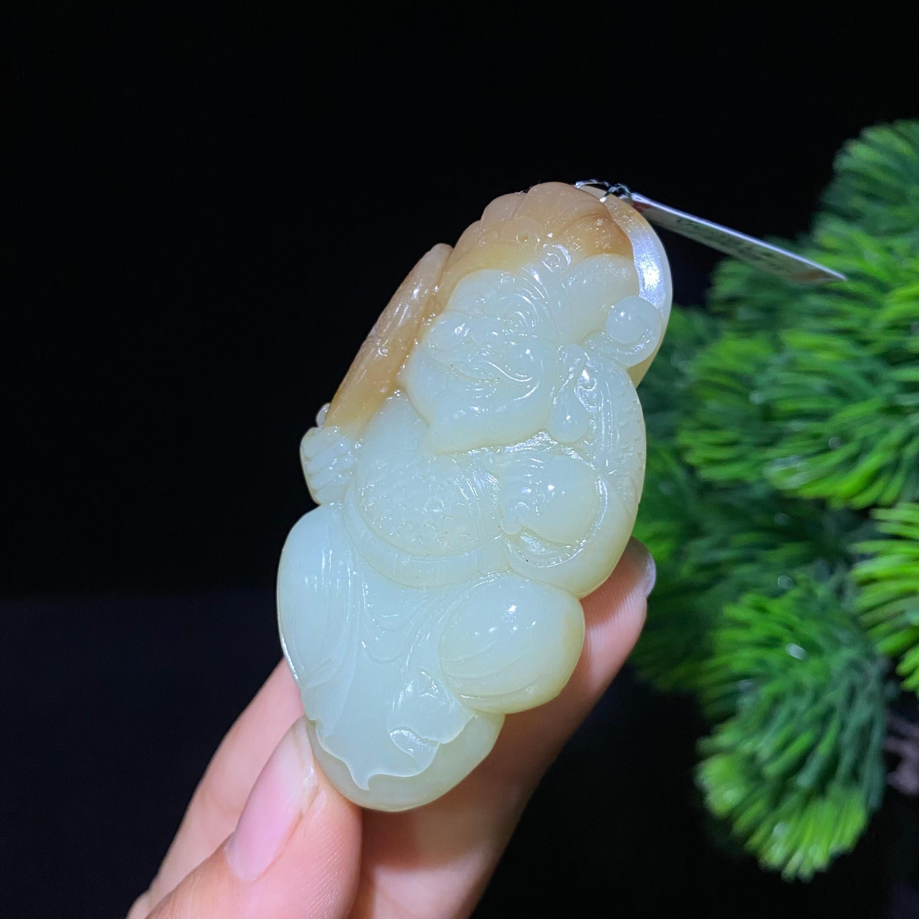 和田糖白玉财神挂件（54.8g）