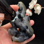 和田玉-青花籽料【镂空太湖石】手把件（140.5g）