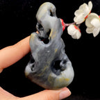 和田玉-青花籽料【镂空太湖石】手把件（140.5g）