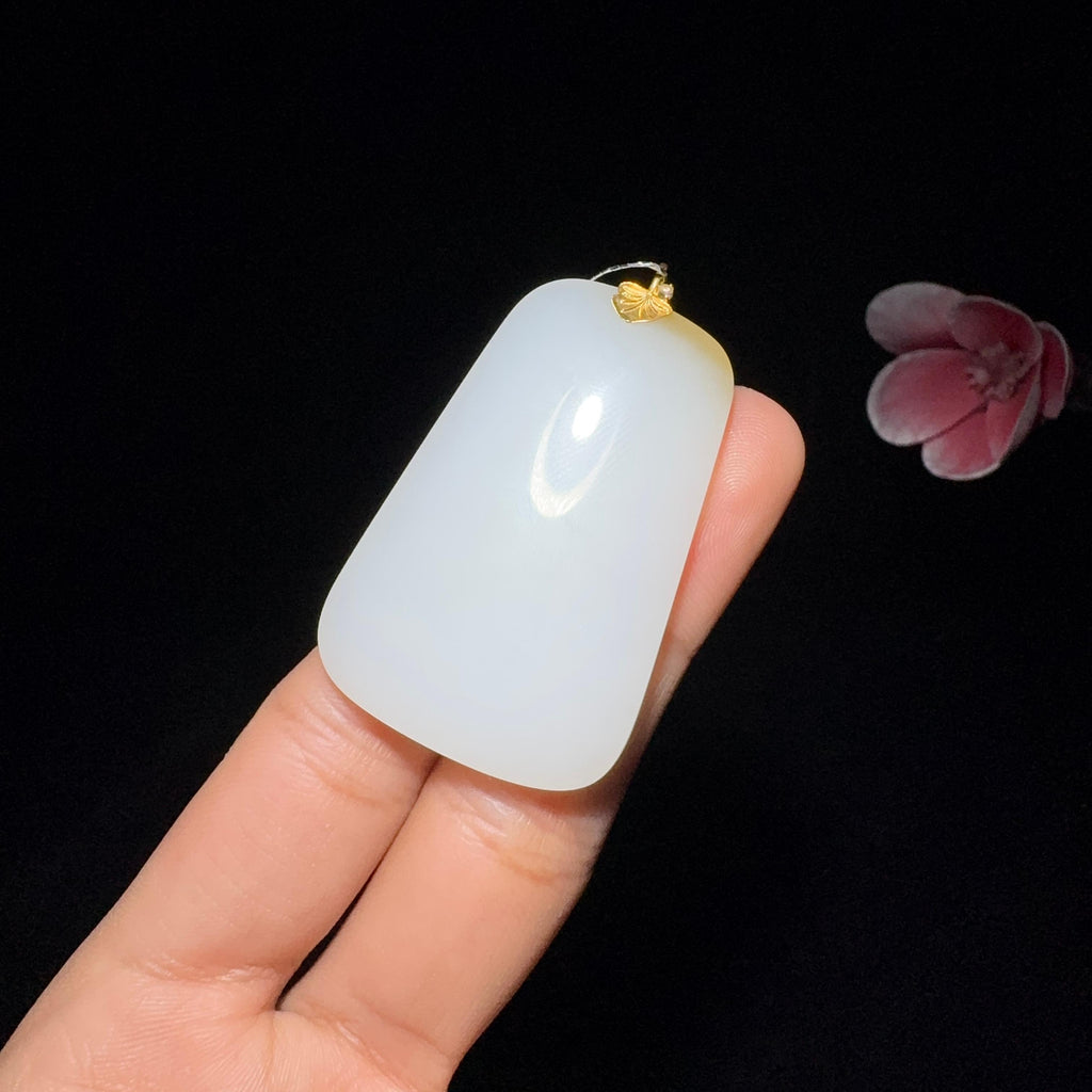 和田玉糖白平安无事牌（18.2g）