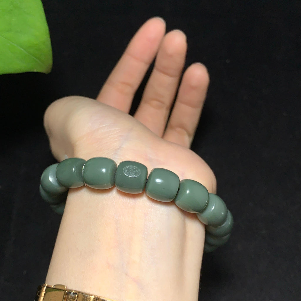 和田籽料沙枣青老型珠手串（56.0g）