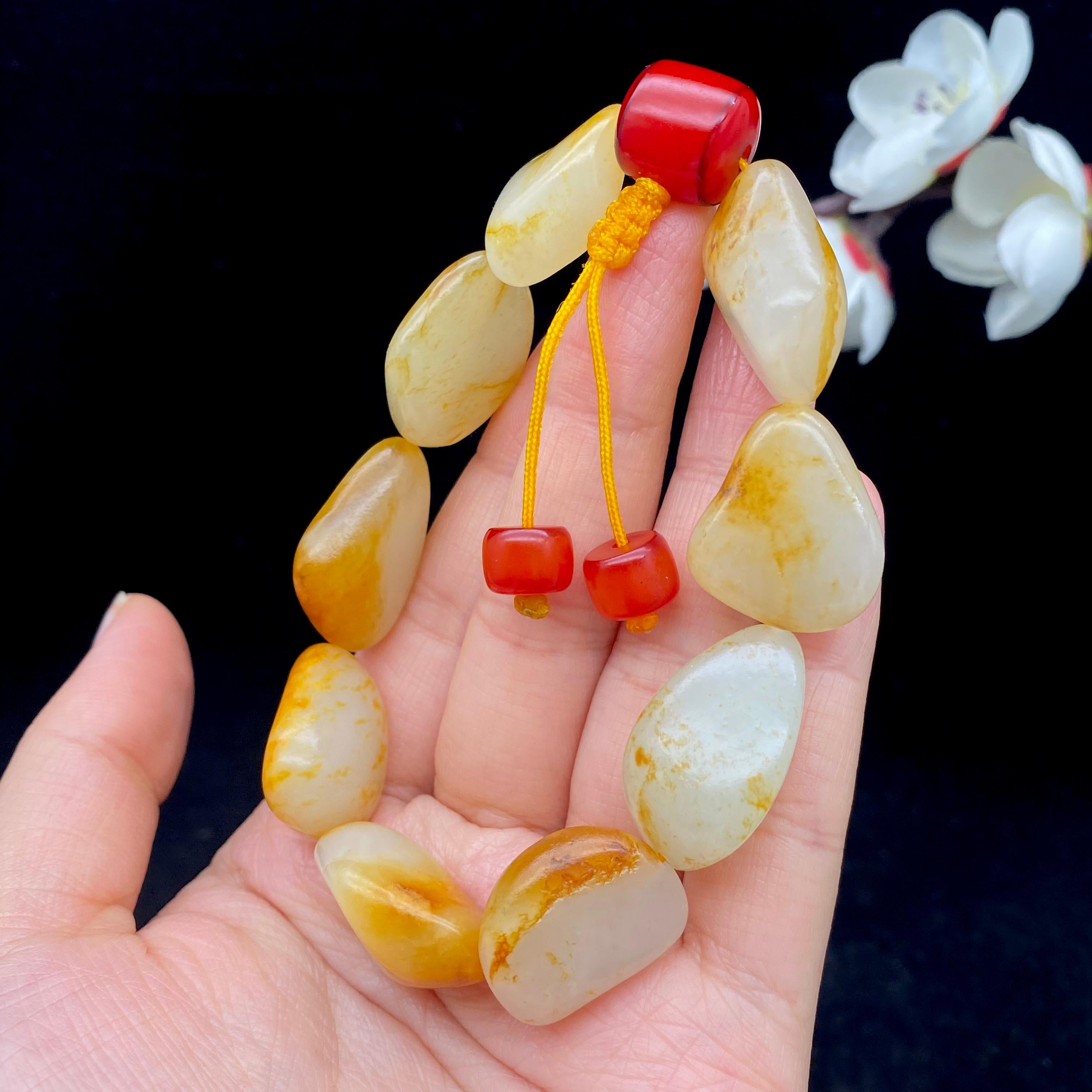 和田玉洒金皮籽料【精品手串】（60.4g）