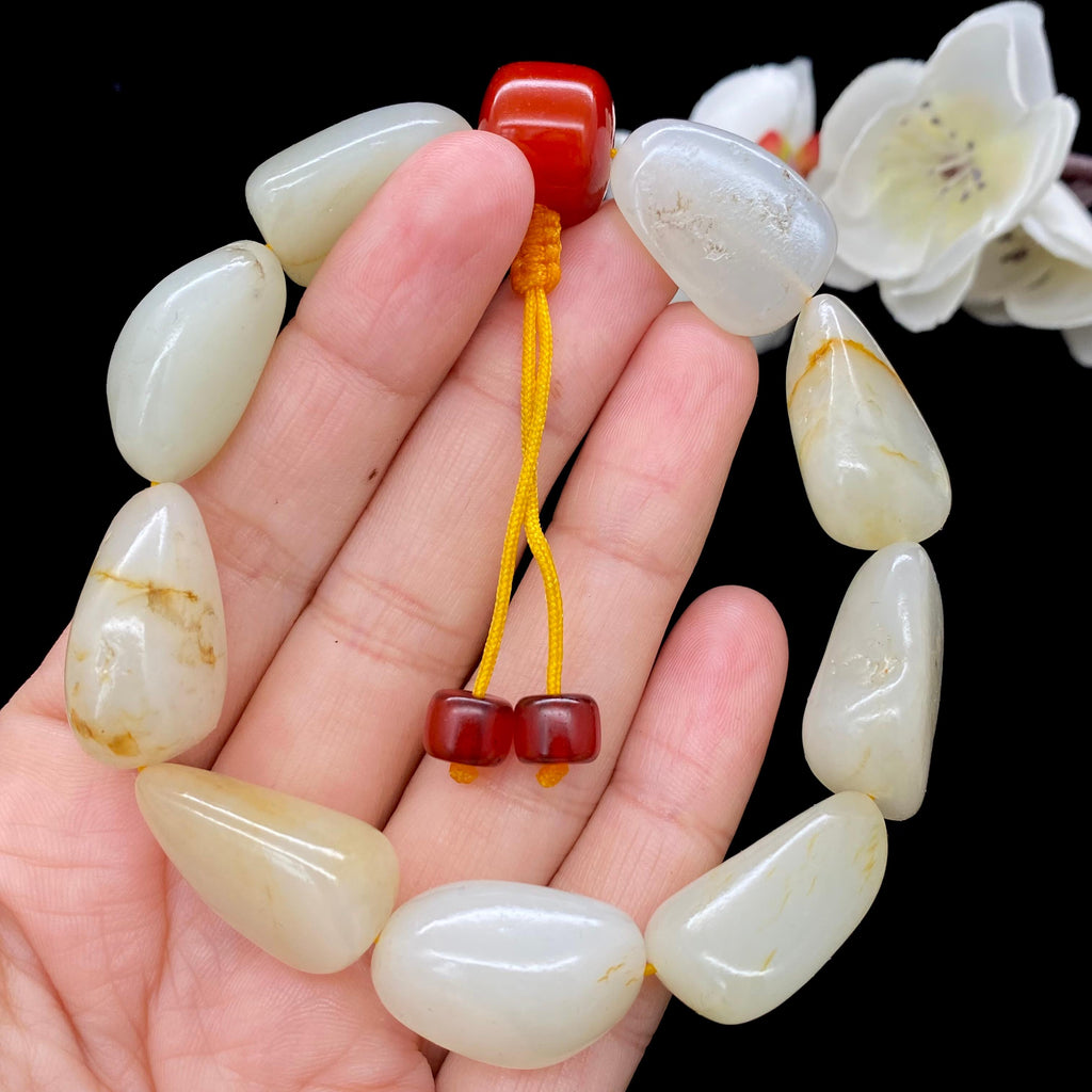 和田玉洒金皮籽料【精品手串】（53.3g）