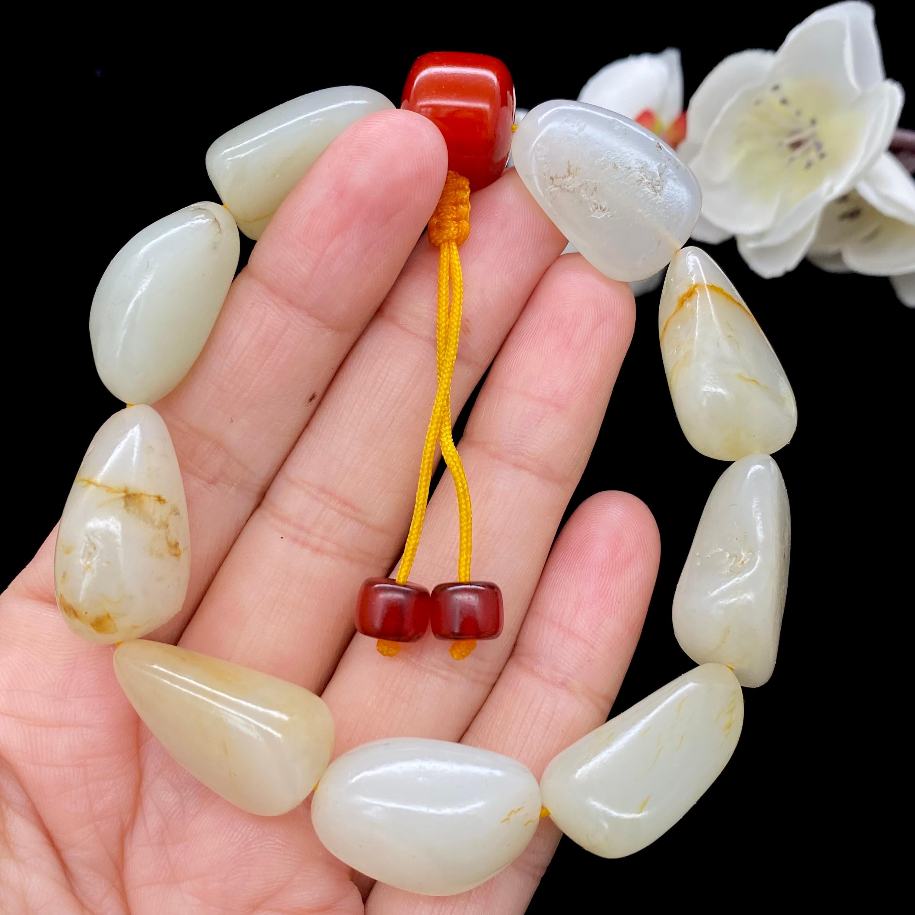 和田玉洒金皮籽料【精品手串】（53.3g）