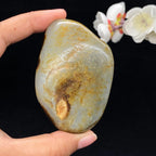 和田玉黑黄皮青花底籽料手把件（127.7g）