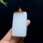 精品和田羊脂糖白玉无事牌（69.0g）