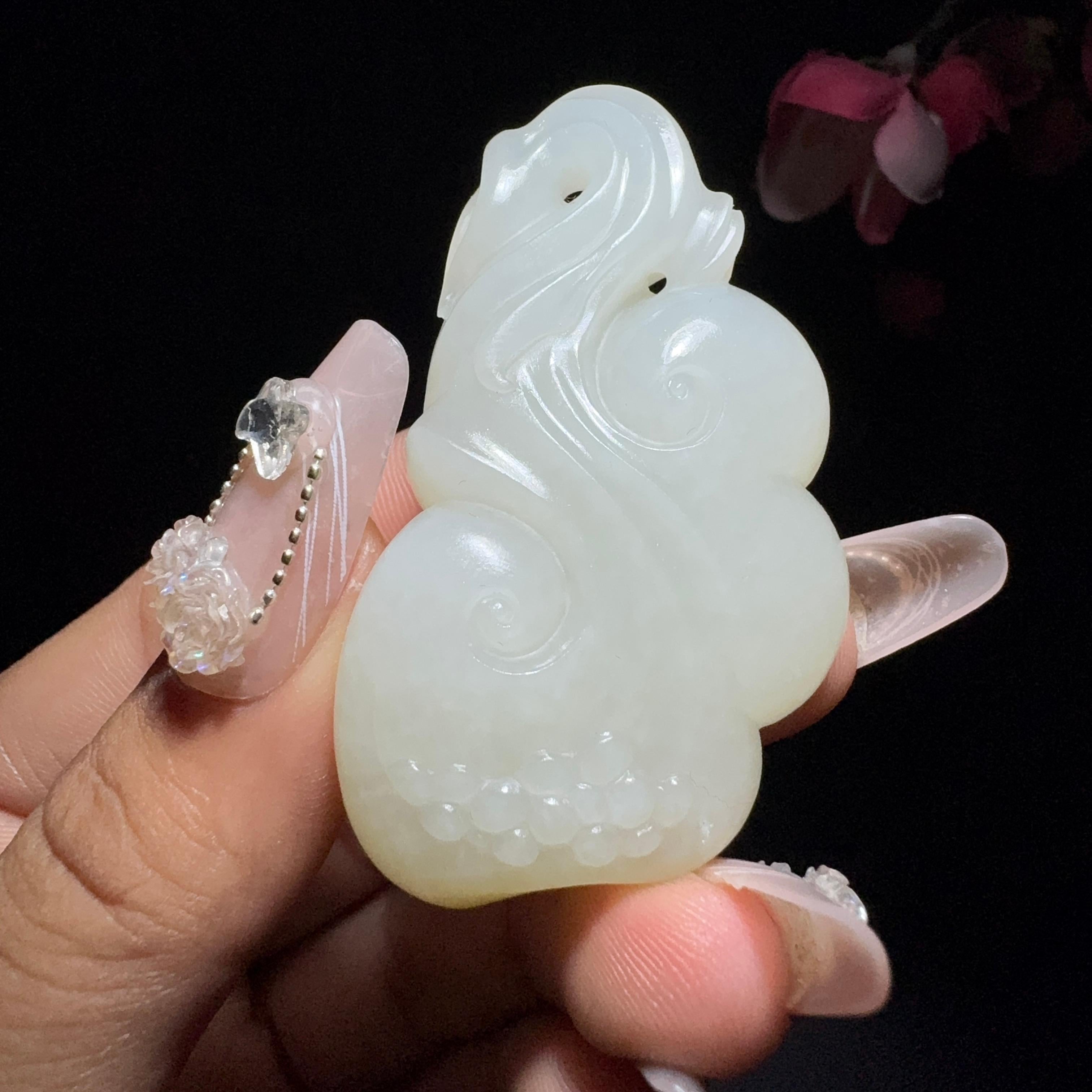 和田玉籽料挂件如意（40.7g）