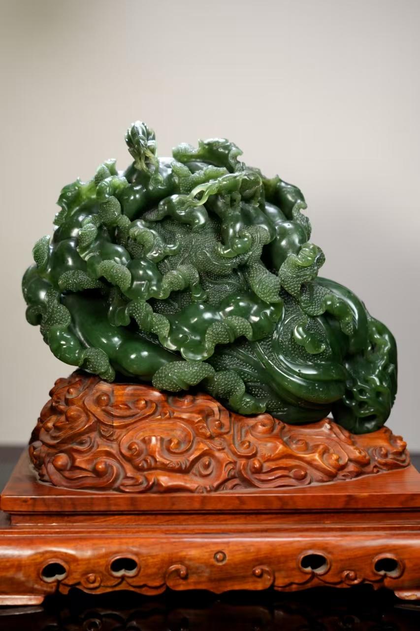 和田籽料碧玉百财摆件（2950.0g）