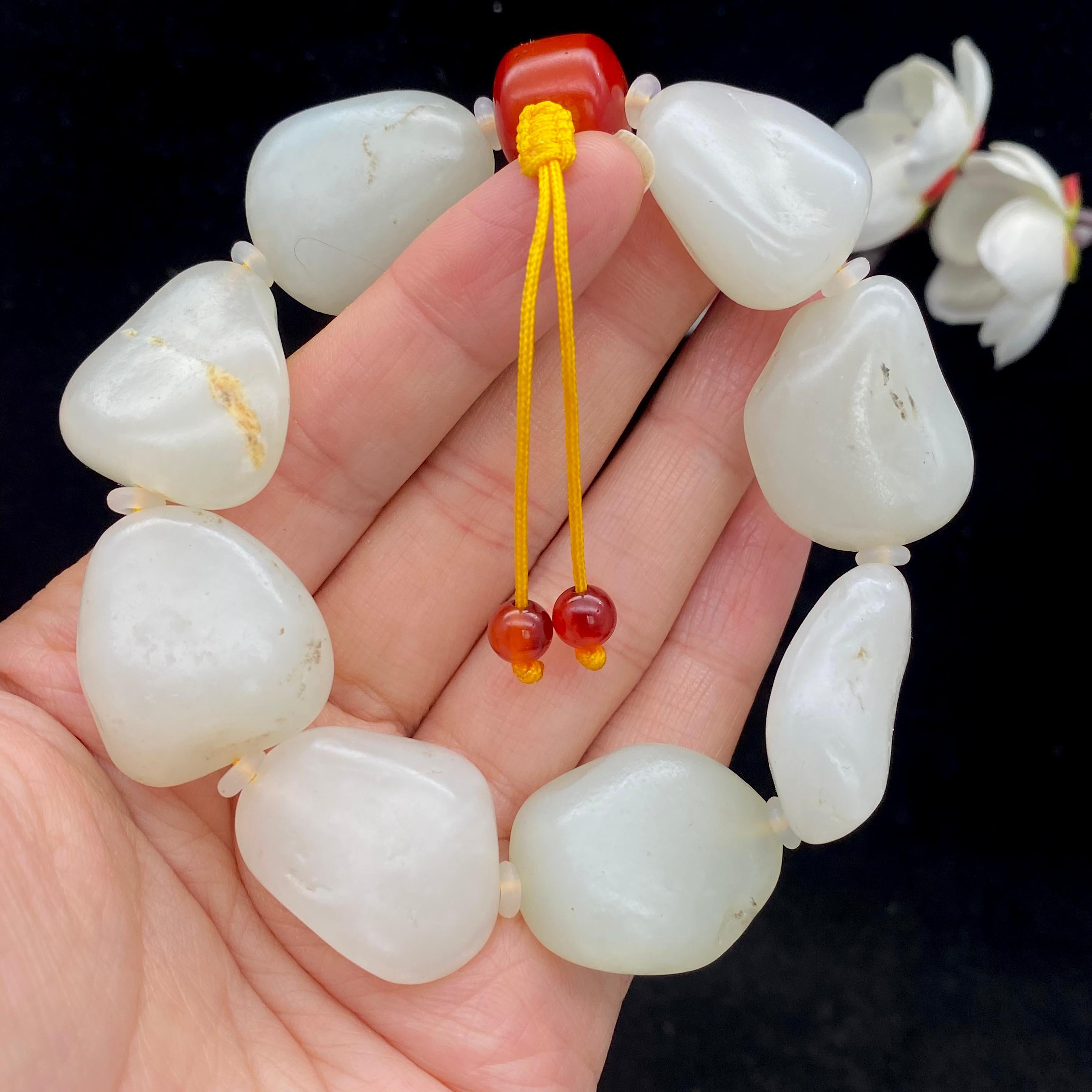 和田玉白玉籽料【精品手串】（86.3g）