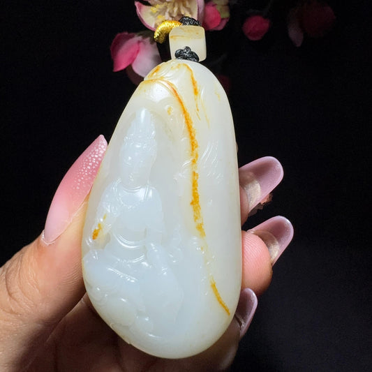 和田玉籽料观音挂件（50.8g）