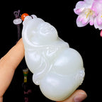 和田玉白玉佛公手把件（192.7g）