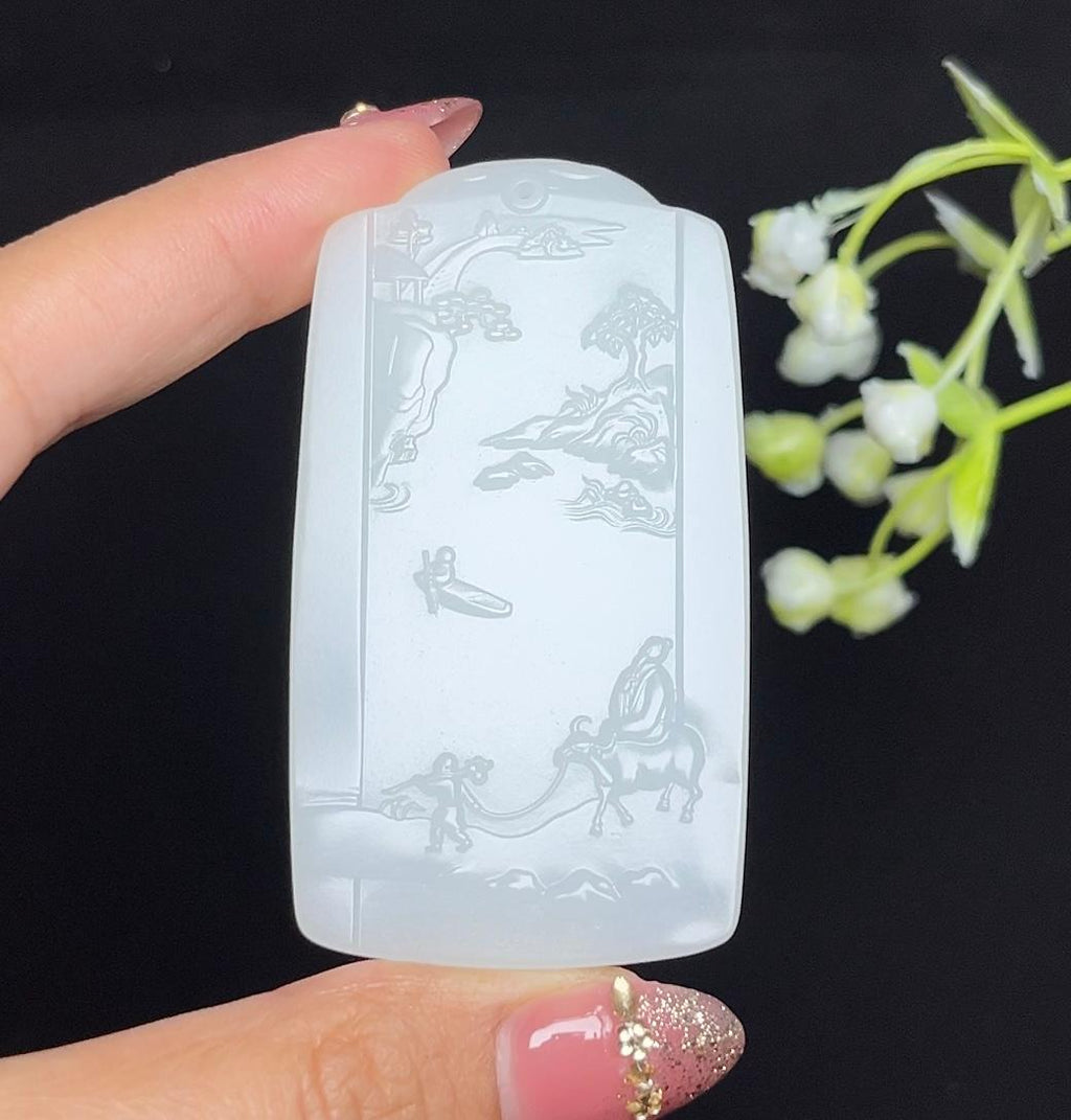 高品质和田玉羊脂白玉山水牌（67.7g）