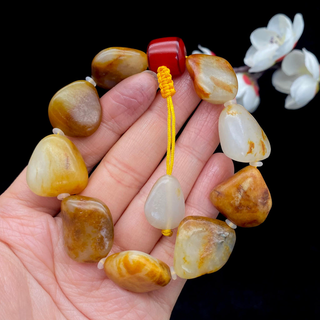 和田玉聚黄皮籽料【精品手串】（56.2g）