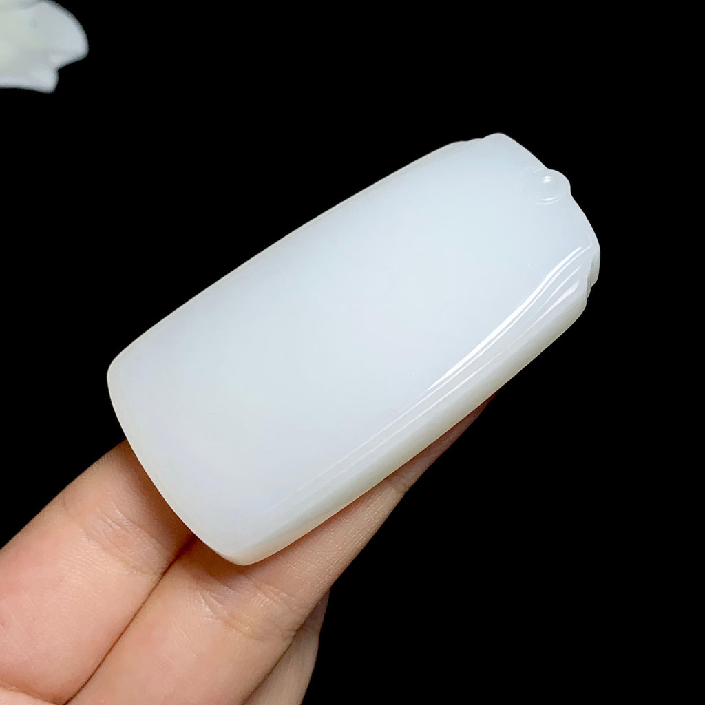 和田羊脂白玉无事牌挂件（58.5g）