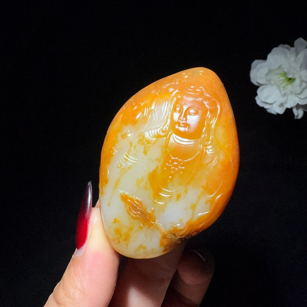 和田玉籽料观音挂件（80.9g）