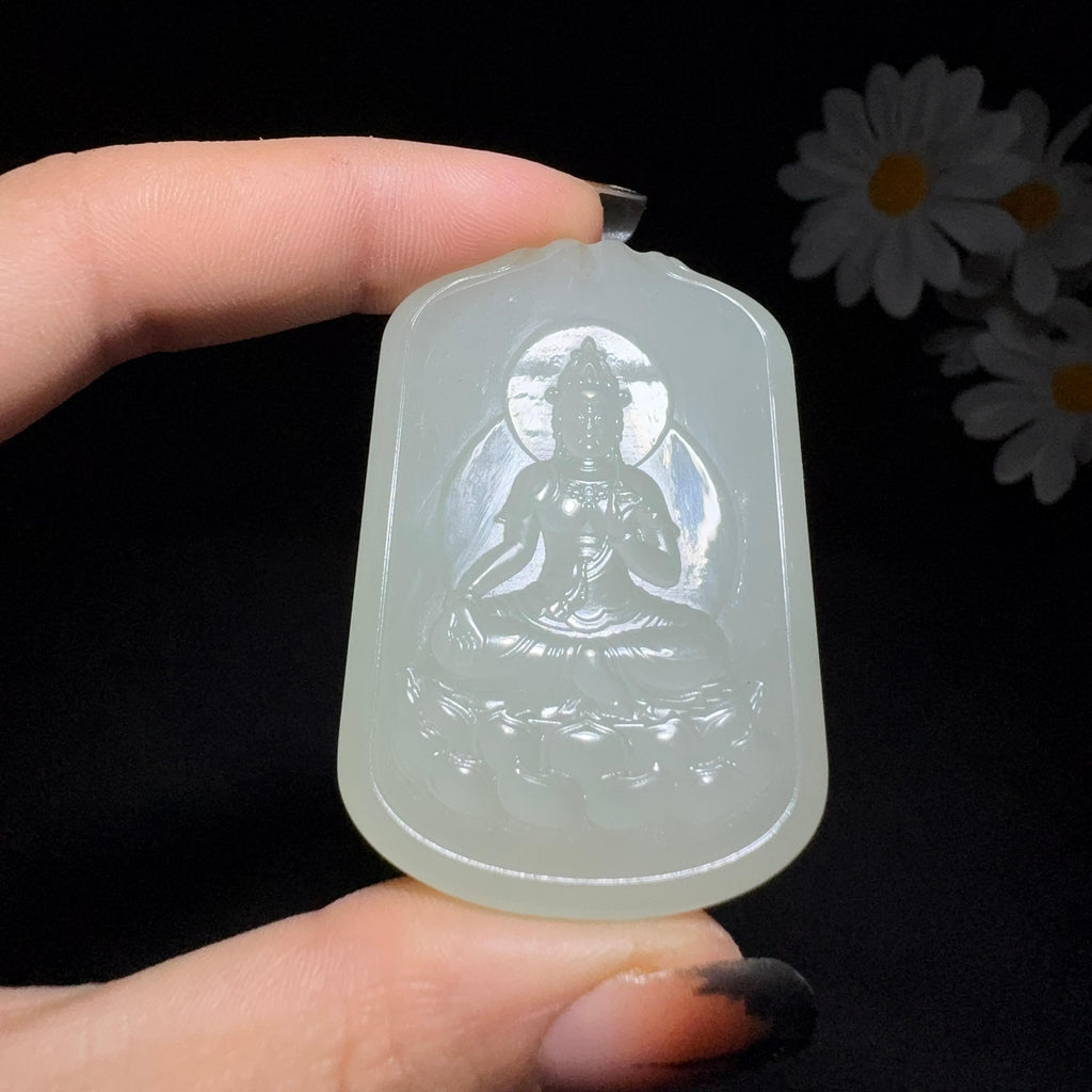和田玉冰底清水挂件观音菩萨（41.2g）