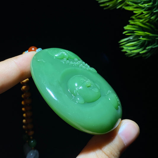 和田玉碧玉佛公挂件（83.7g）