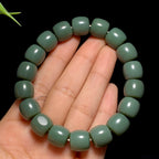 和田玉籽料沙枣青老型珠手串（75.3g）