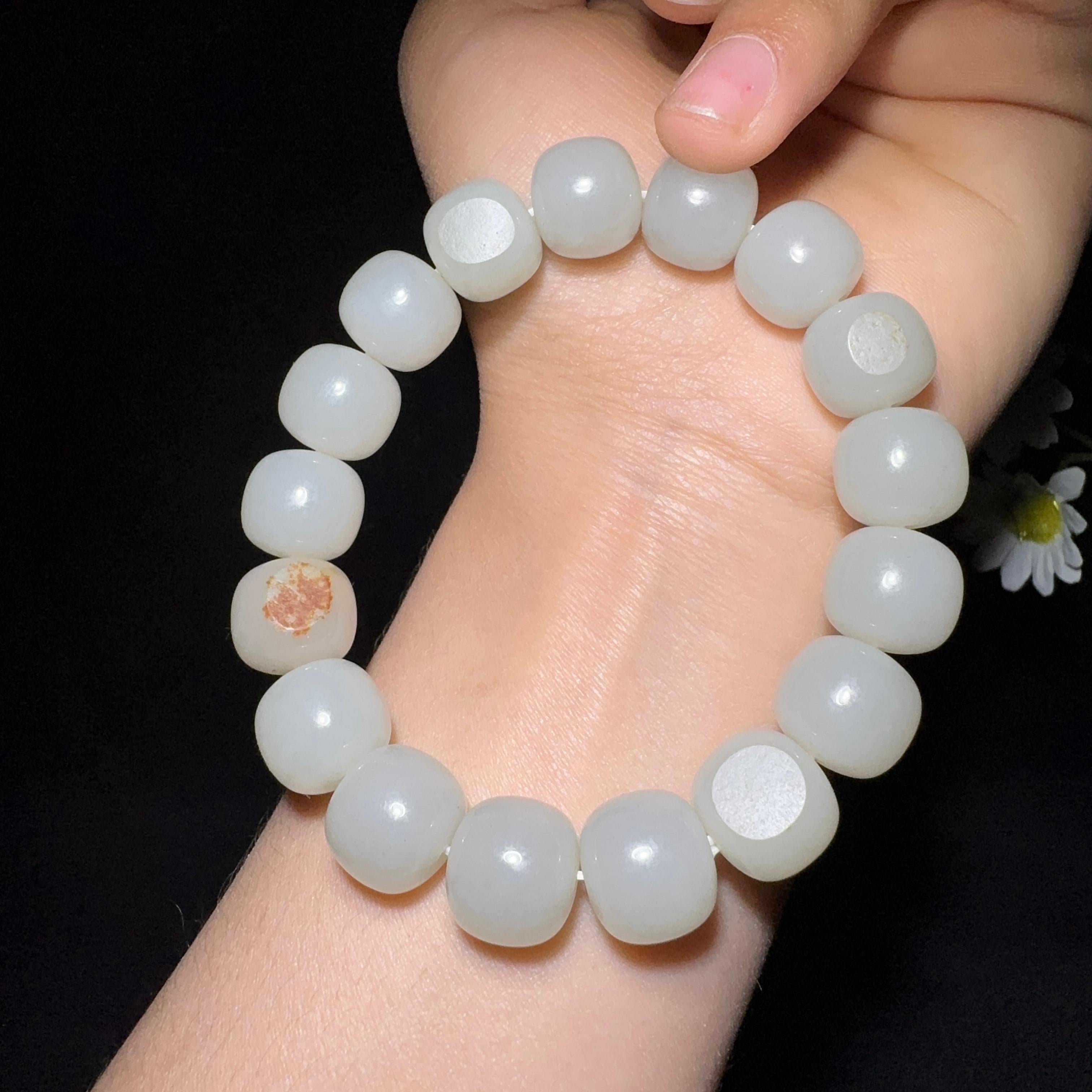 和田玉籽料老型珠手串（60.4g）