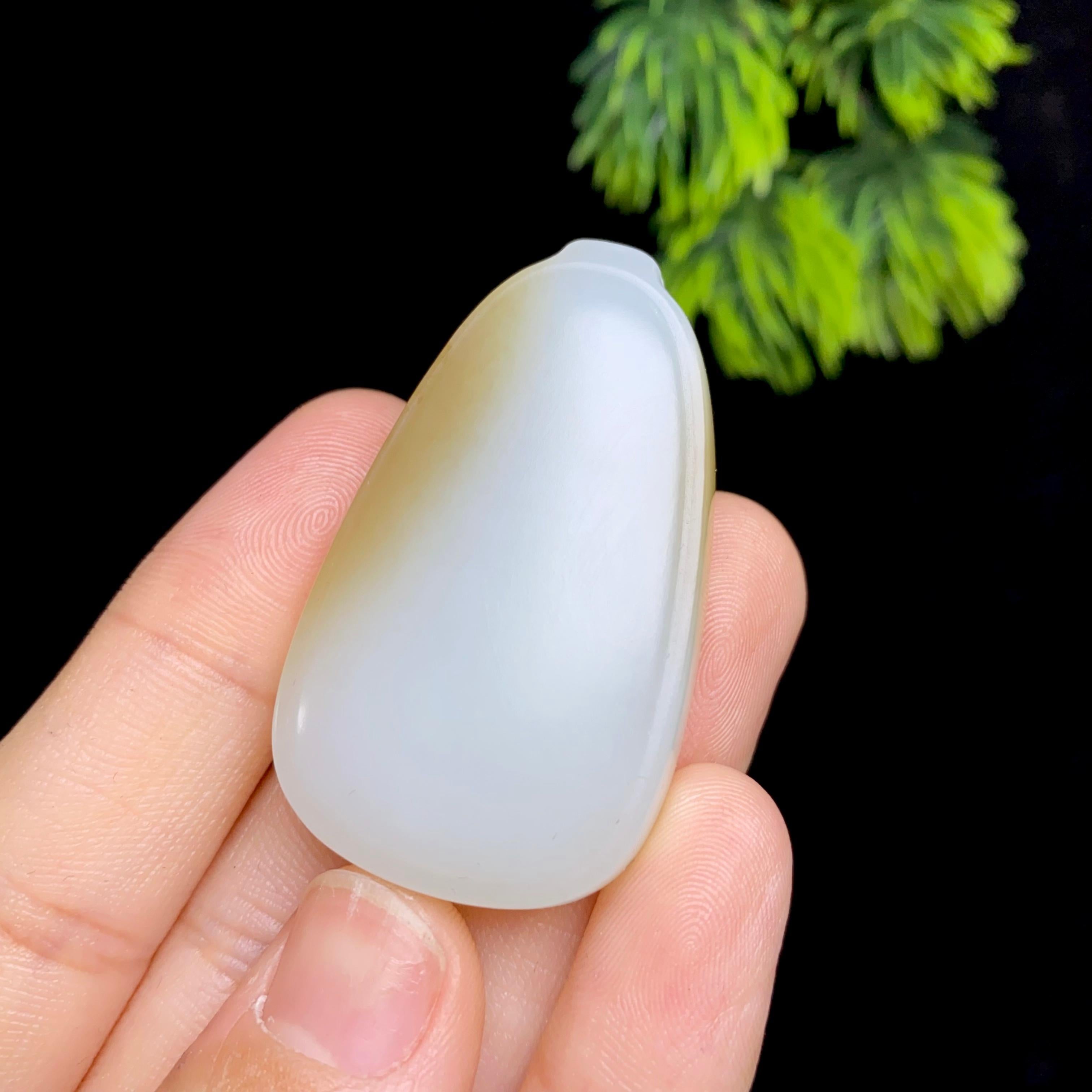 和田玉糖白无事牌（22.9g）