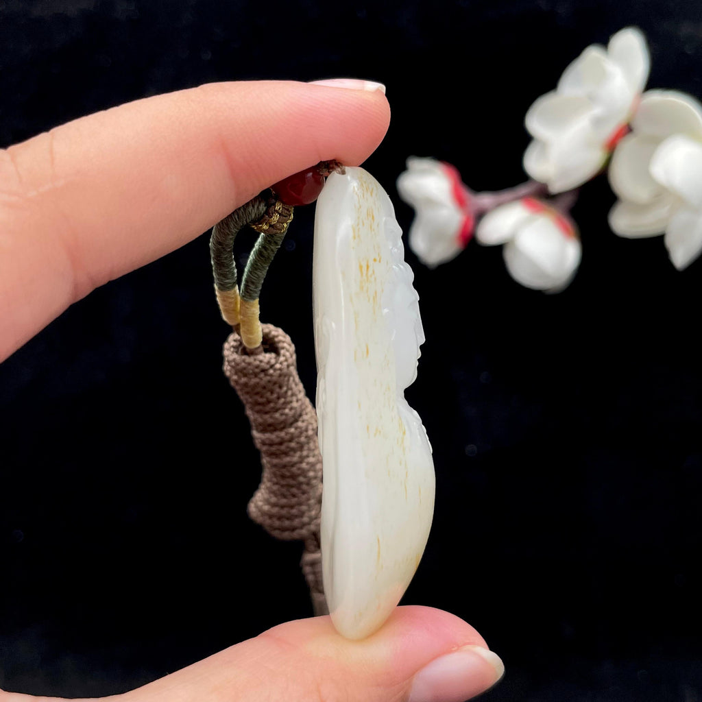 和田玉洒金皮籽料【观音】挂件（26.4g）