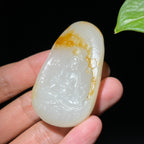 和田玉籽料洒金皮观音牌子（40.3g）
