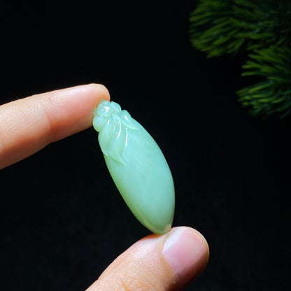 和田玉碧玉粉青花开富贵（10.7g）