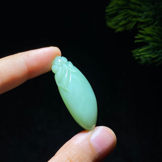 和田玉碧玉粉青花开富贵（10.7g）