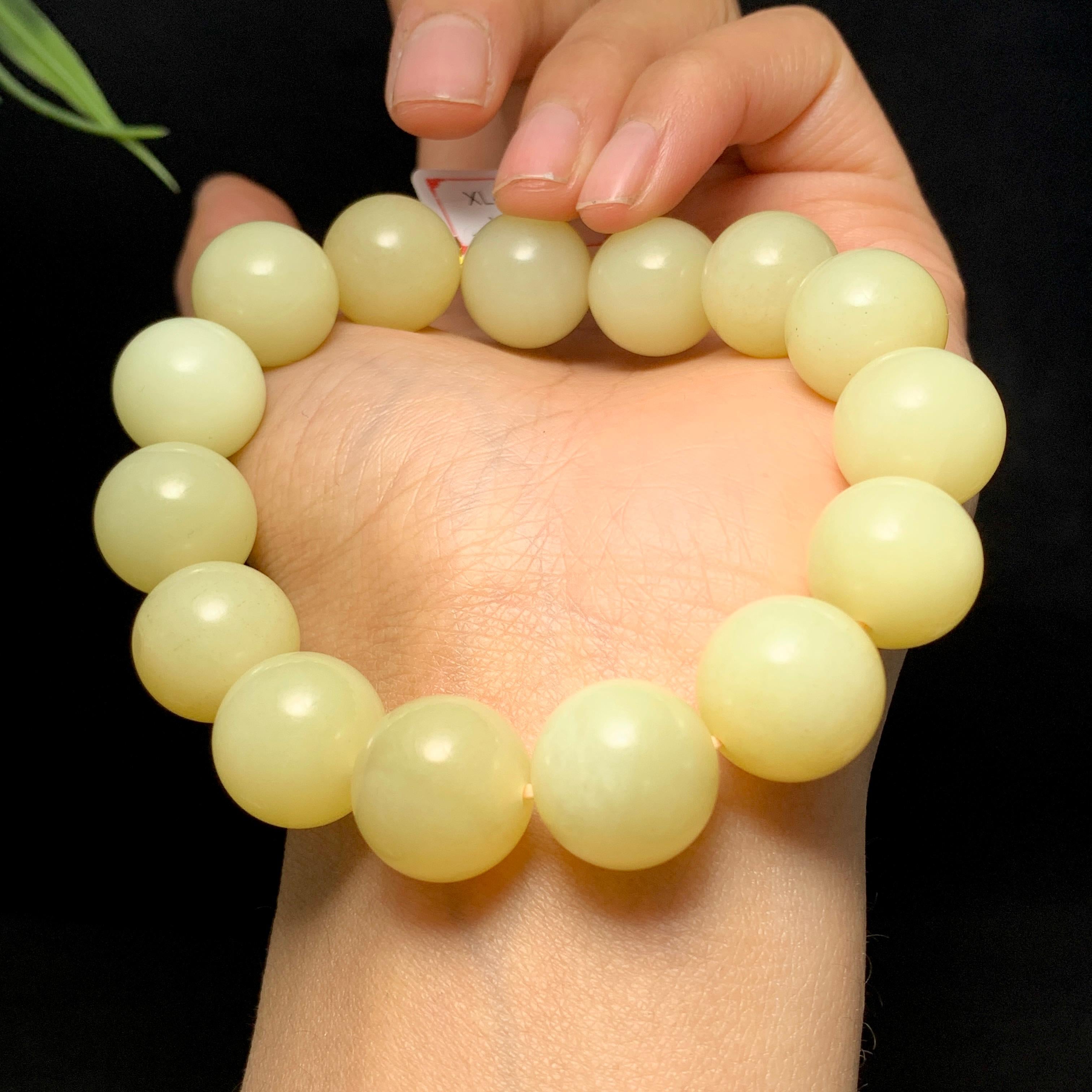 精品和田黄口圆珠手串（72.5g）