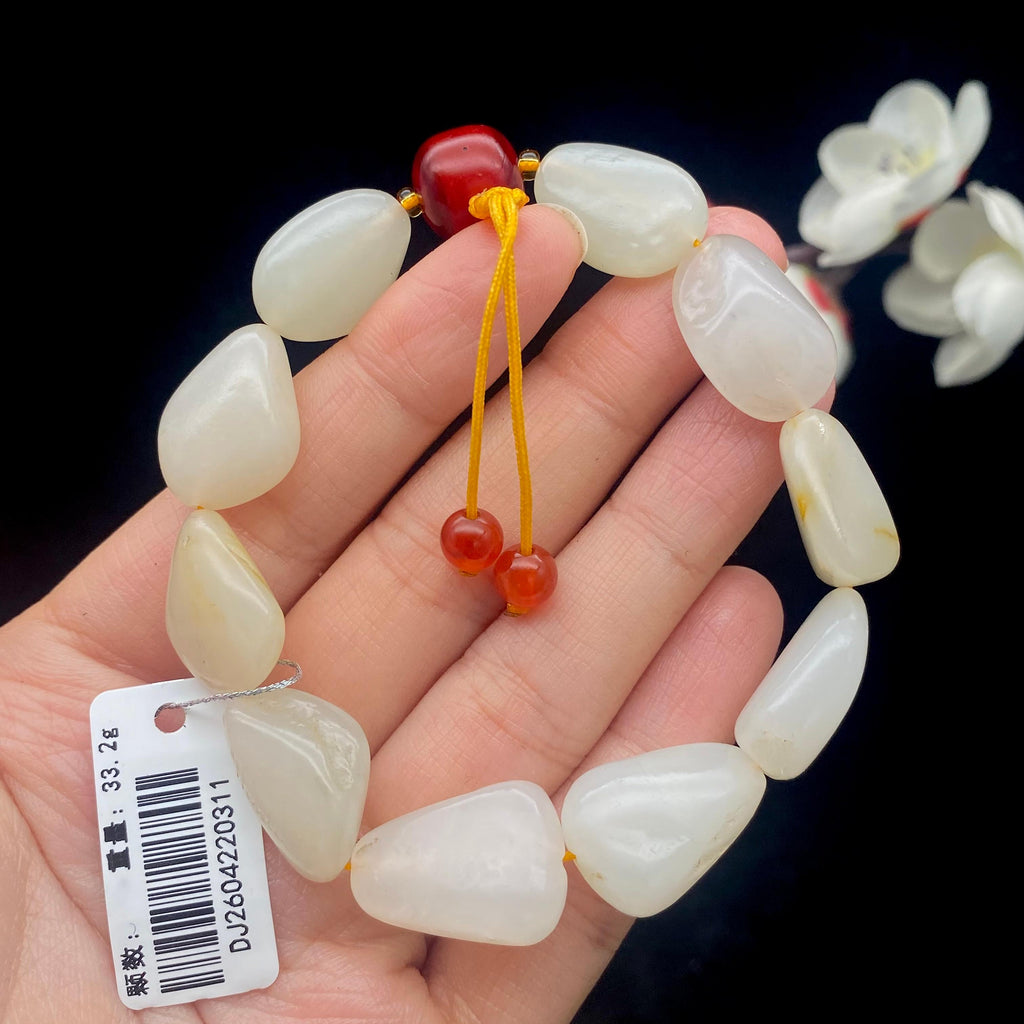 和田玉洒金皮籽料【精品手串】（33.2g）