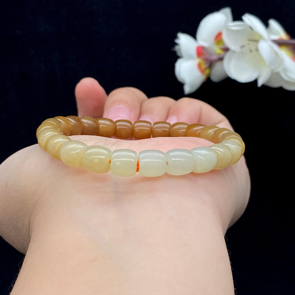 和田玉糖白渐变【直切手串】（22g）
