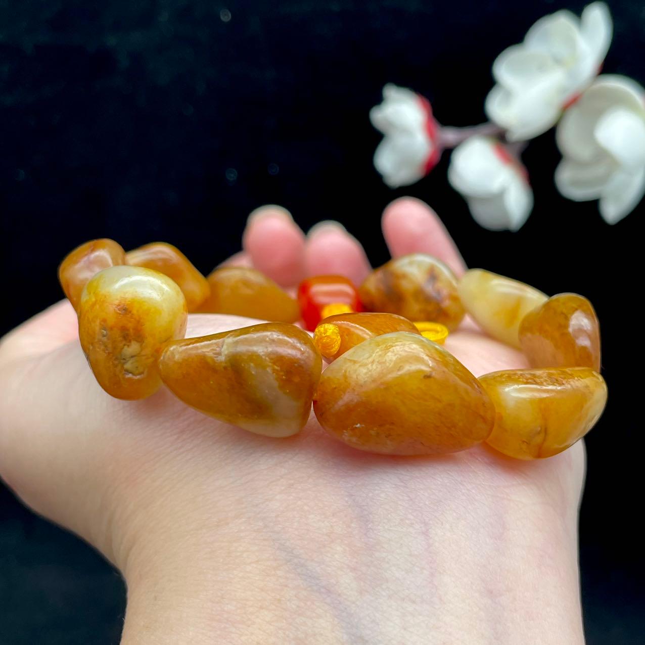 和田玉聚黄皮籽料【精品手串】（48g）