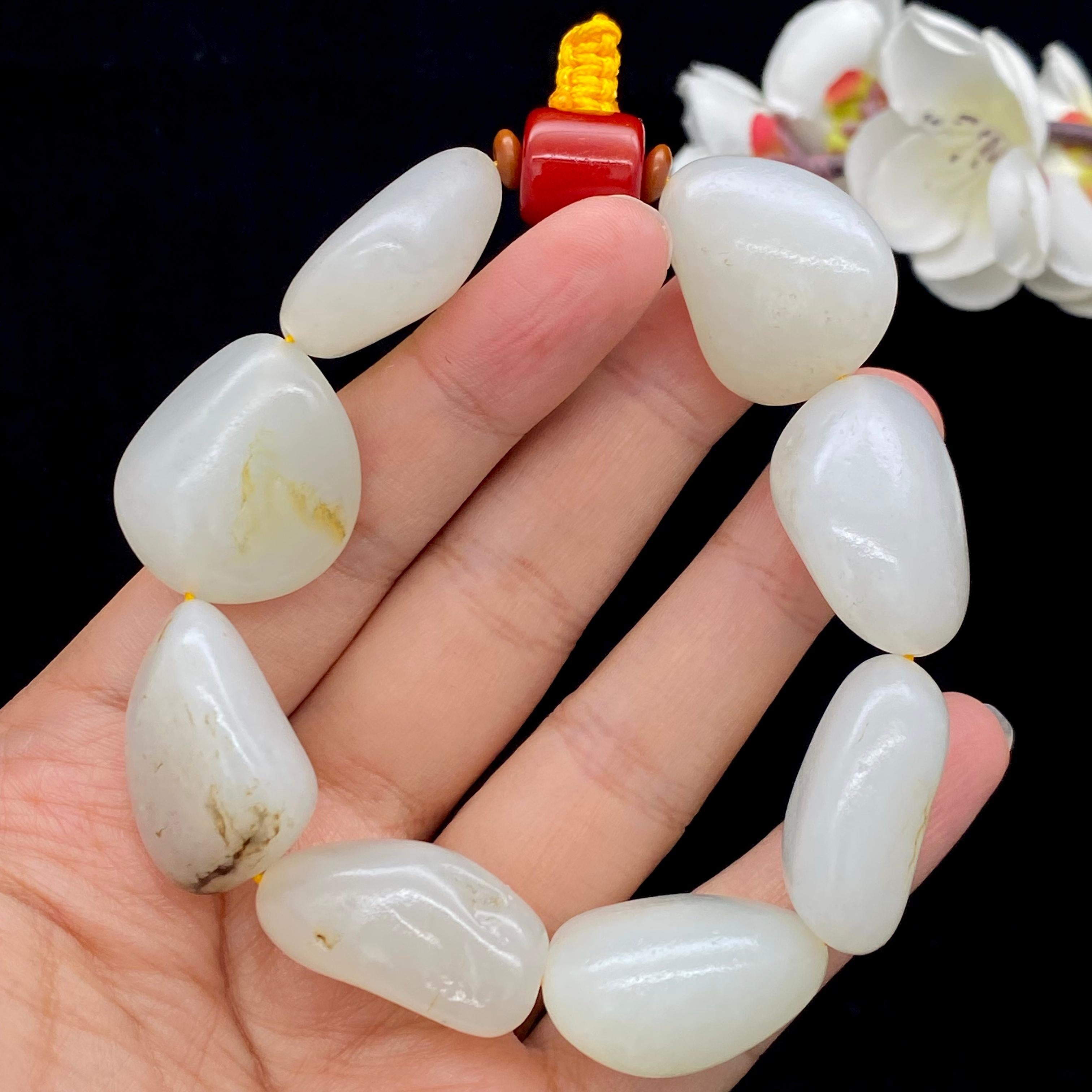 和田玉白玉籽料【精品手串】（97g）