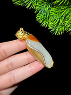 和田玉籽料金镶玉挂件（38.8g）