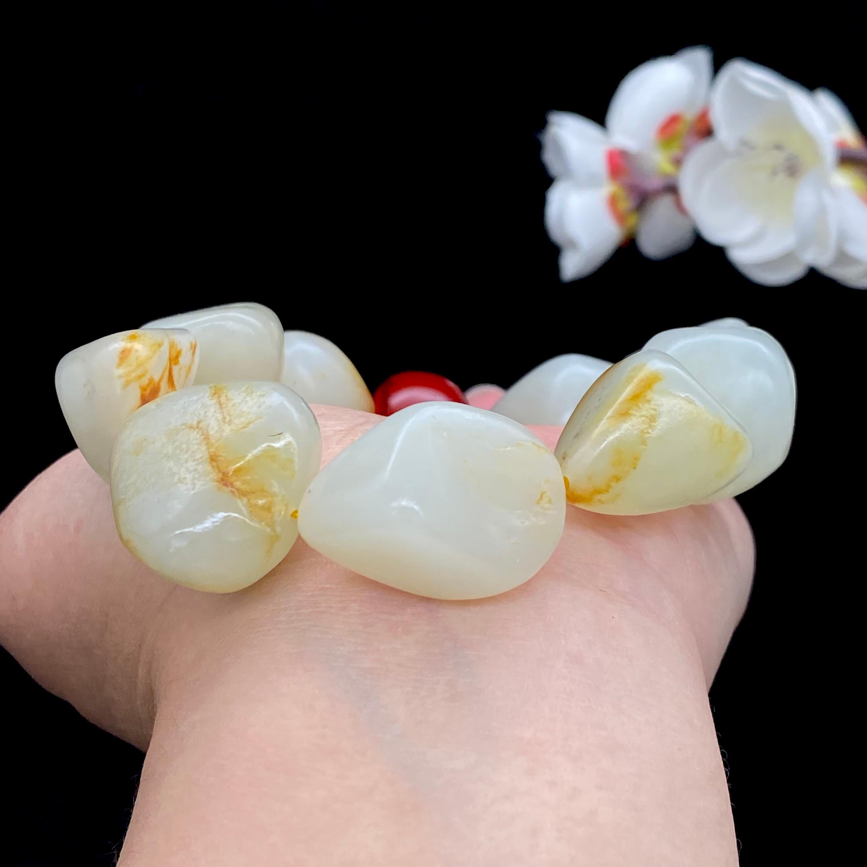 和田玉洒金皮籽料【精品手串】（96.3g）